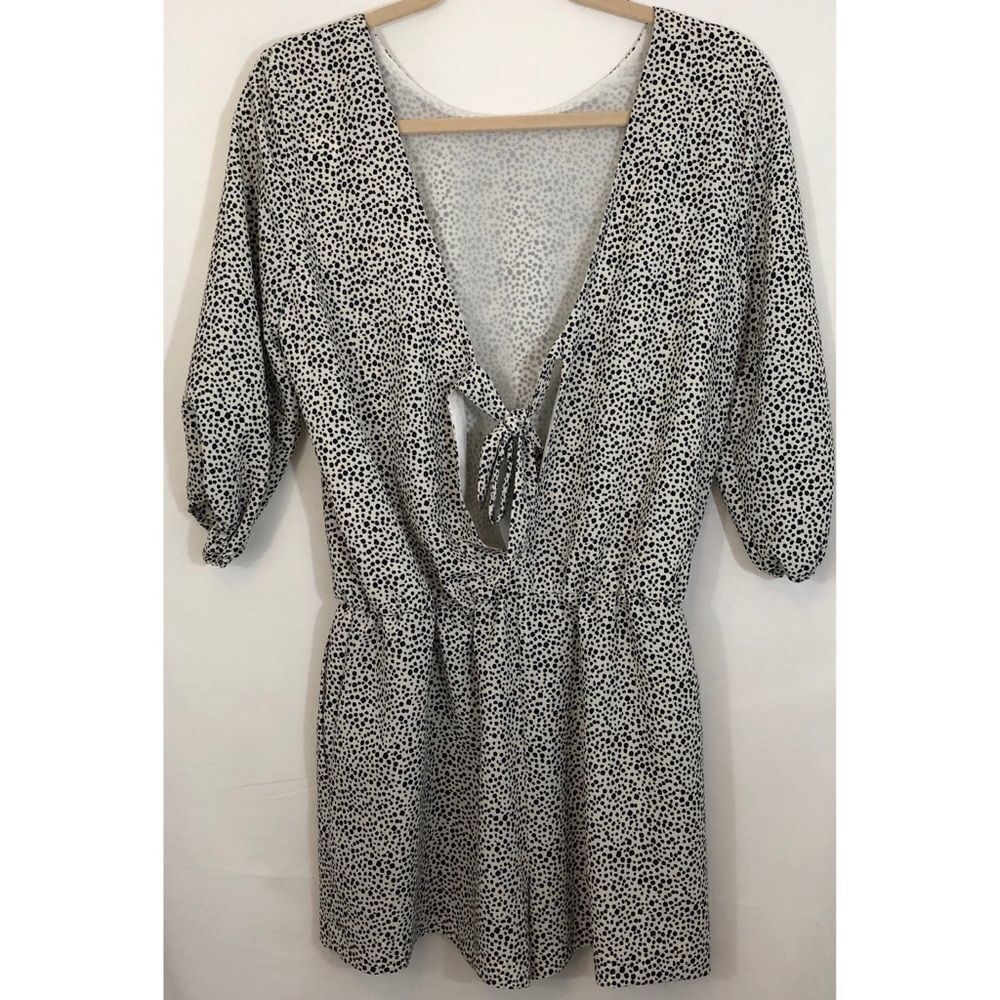 Zara Basic Black Spotted Romper, Medium - image 2